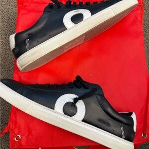 Oliver Cabell Daybreak Black Leather Sneakers with White Logo